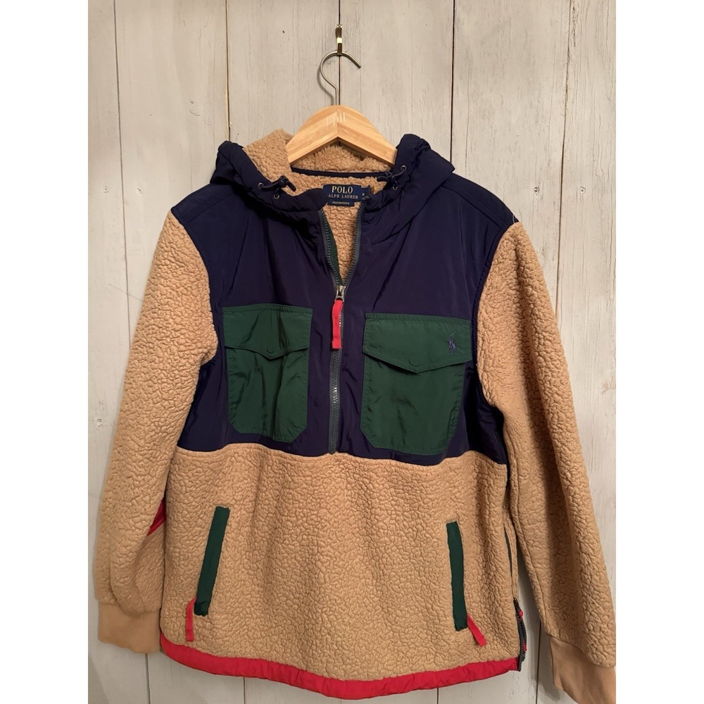 POLO RALPH LAUREN Mens 1/2 Zip ColorBlock Hybrid Hi Pile Fleece Pullover Sz M - Picture 8 of 13